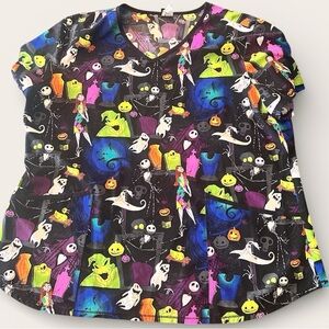 Disney Nightmare Before Christmas Neon Scrub Top XL